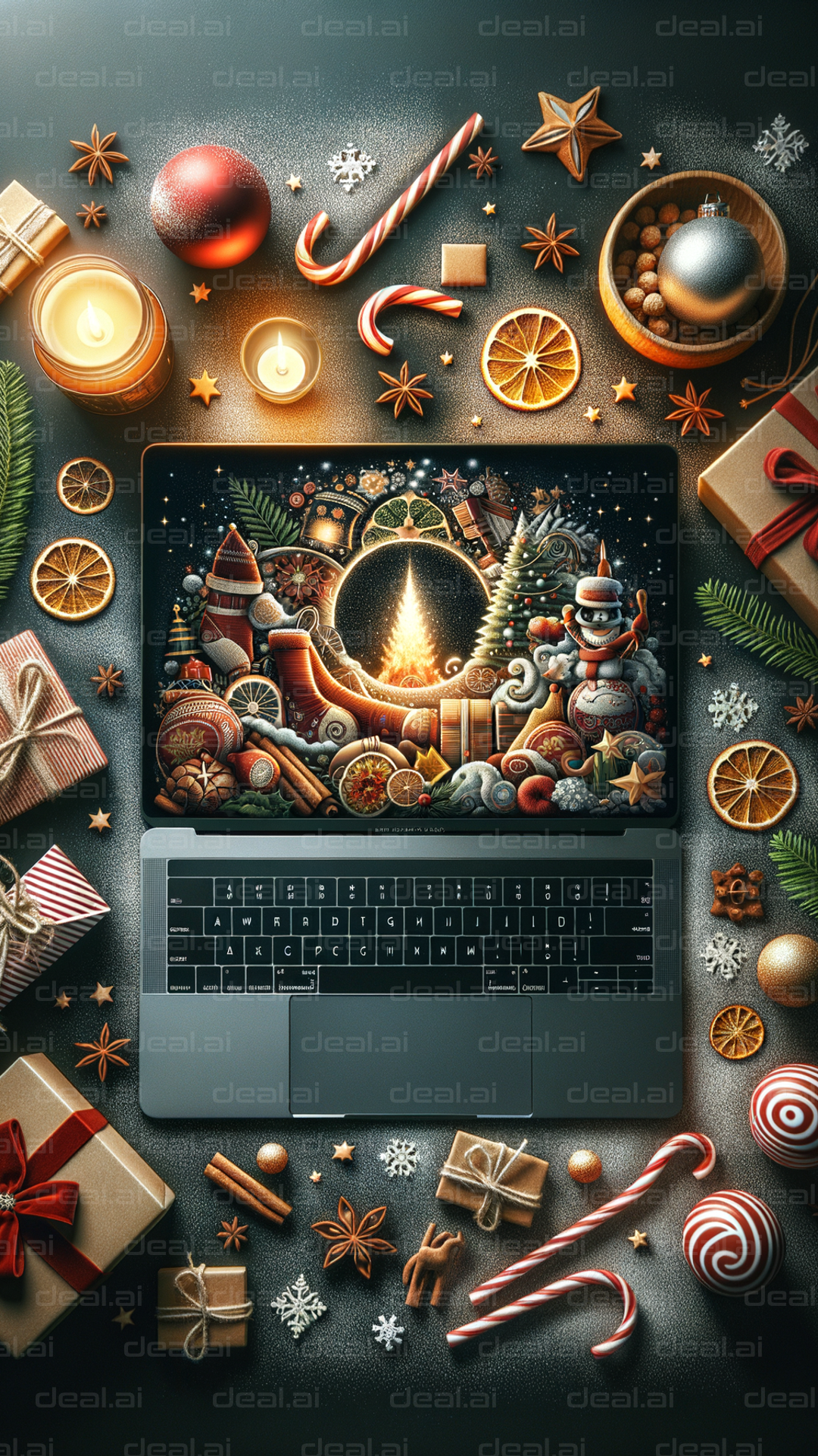 "Festive Holiday Vibes on Laptop Screen"