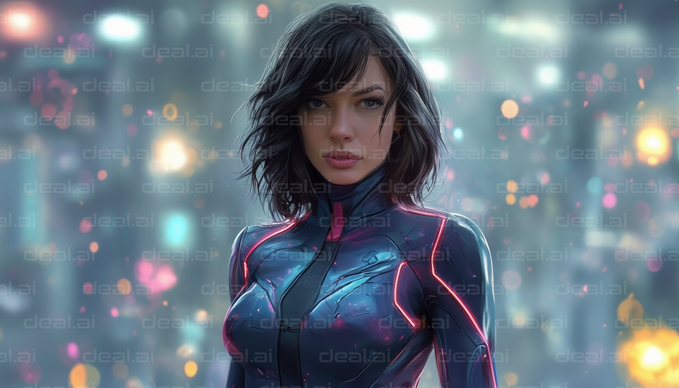 Futuristic Warrior in Neon Suit