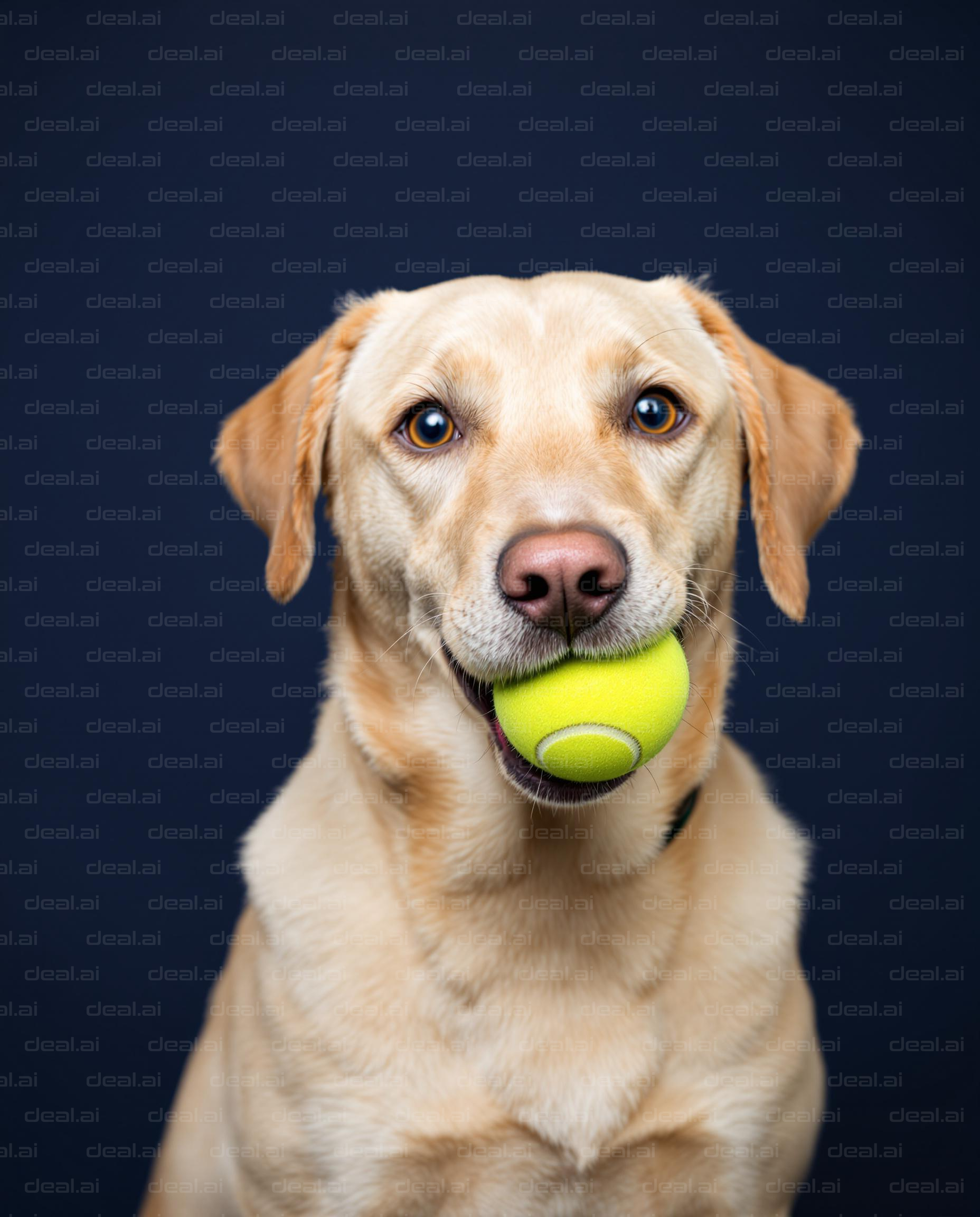 Dog with Tennis Ball in Mouth