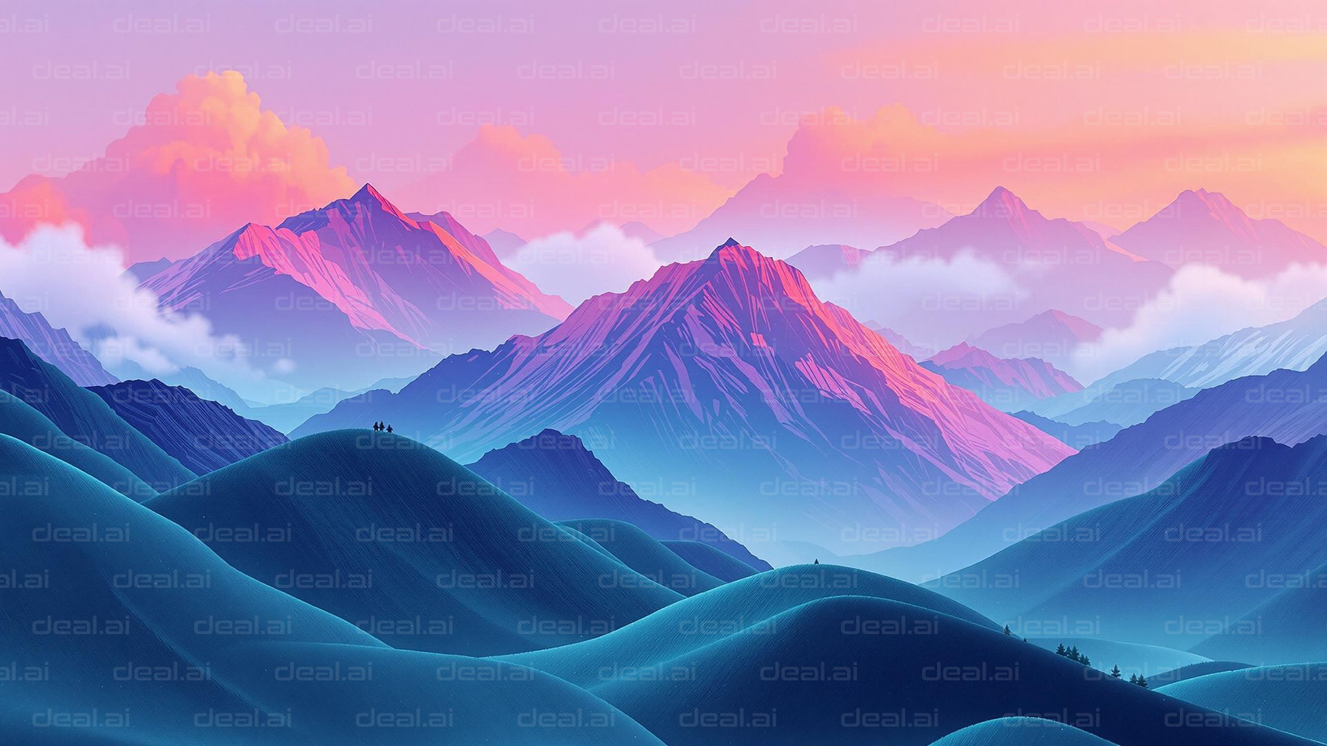 Dreamy Sunset Mountainscape