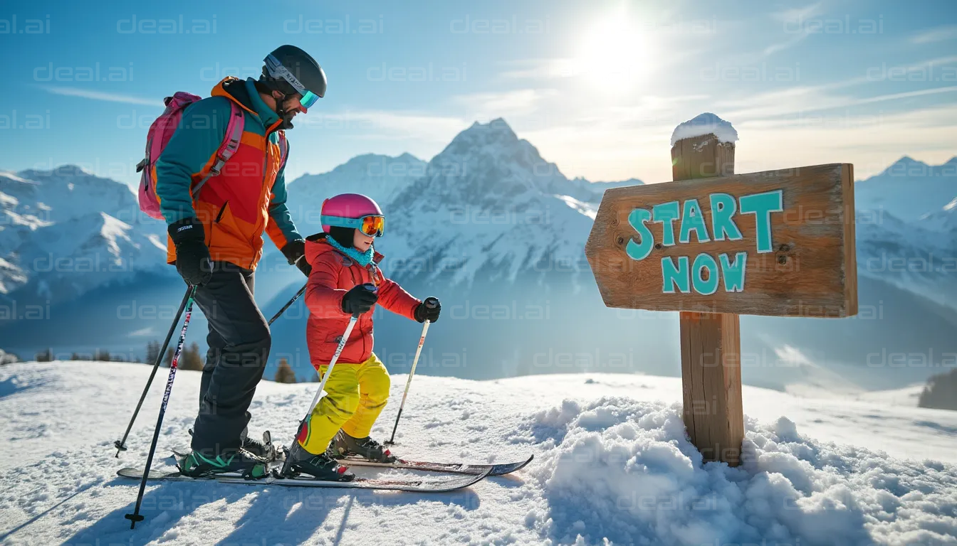 Father and Child Ski Adventure