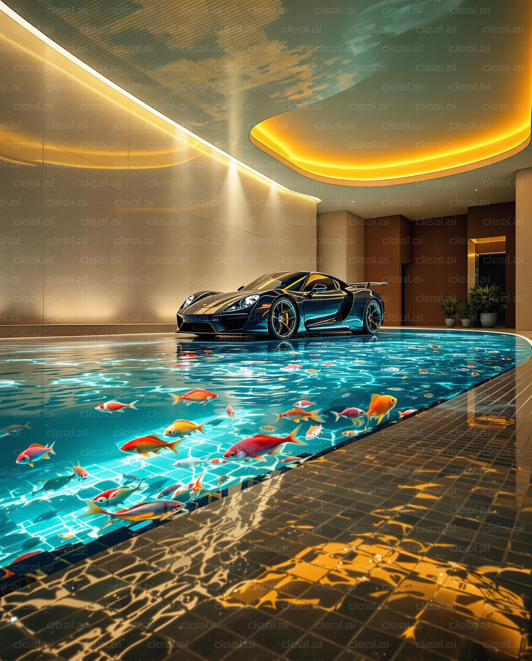 Luxury Car by the Indoor Aquarium Pool