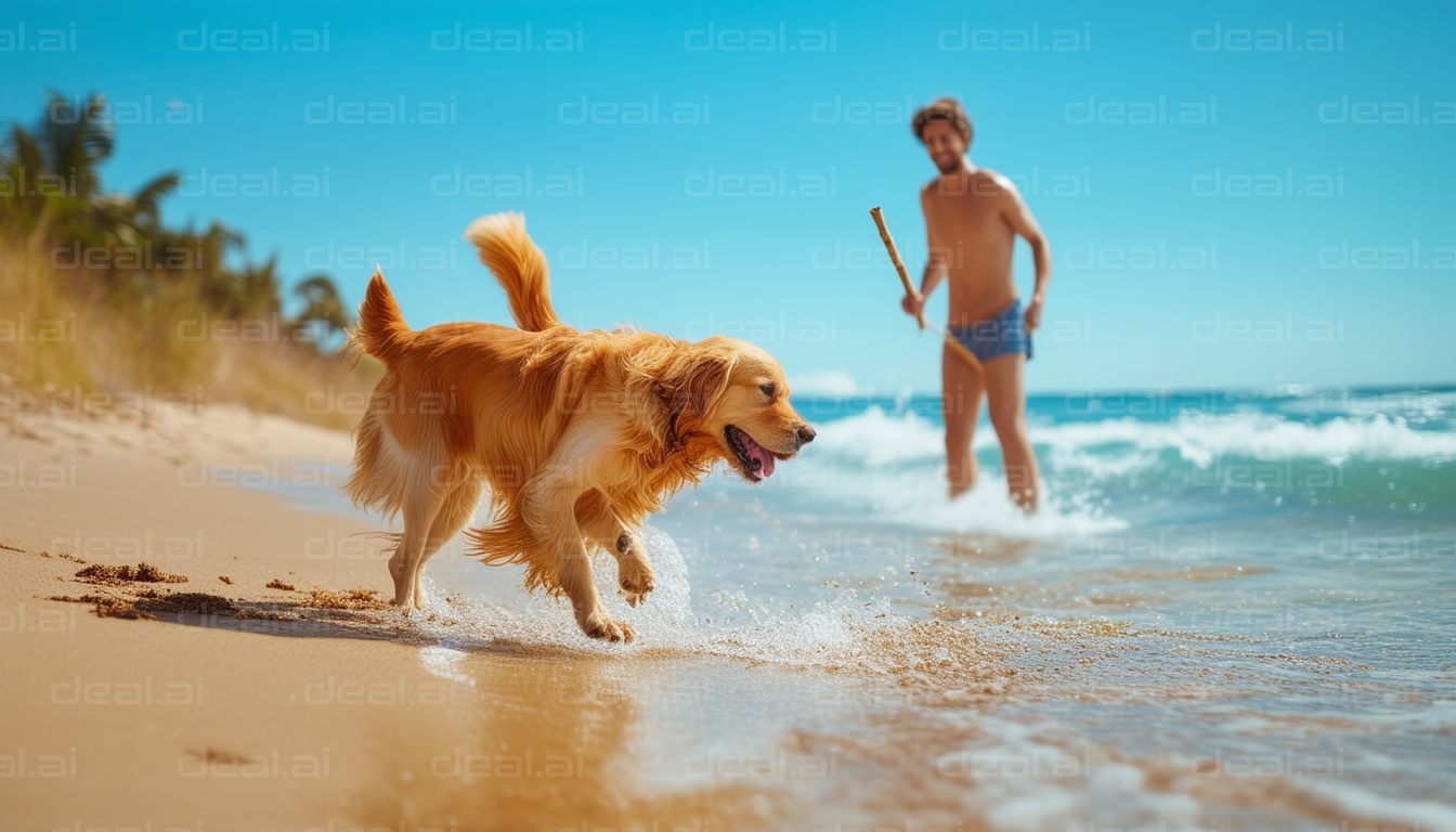 Beach Games with a Happy Dog