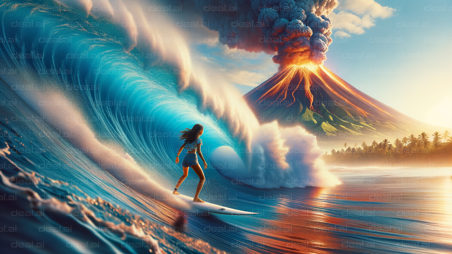 "Surfing Near an Erupting Volcano"