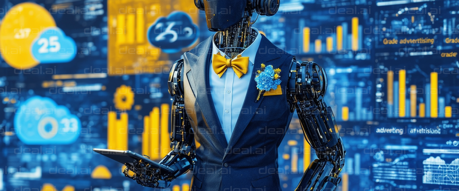 Dapper Robot Analyzing Data Insights