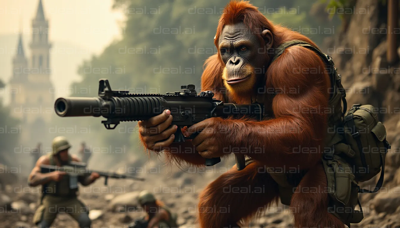 "Orangutan Soldier in Action"