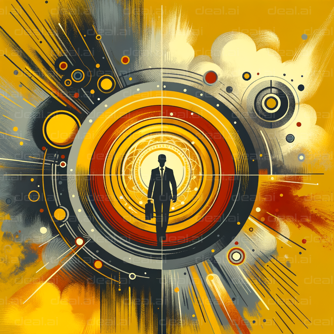 "Businessman in Vibrant Abstract Art"