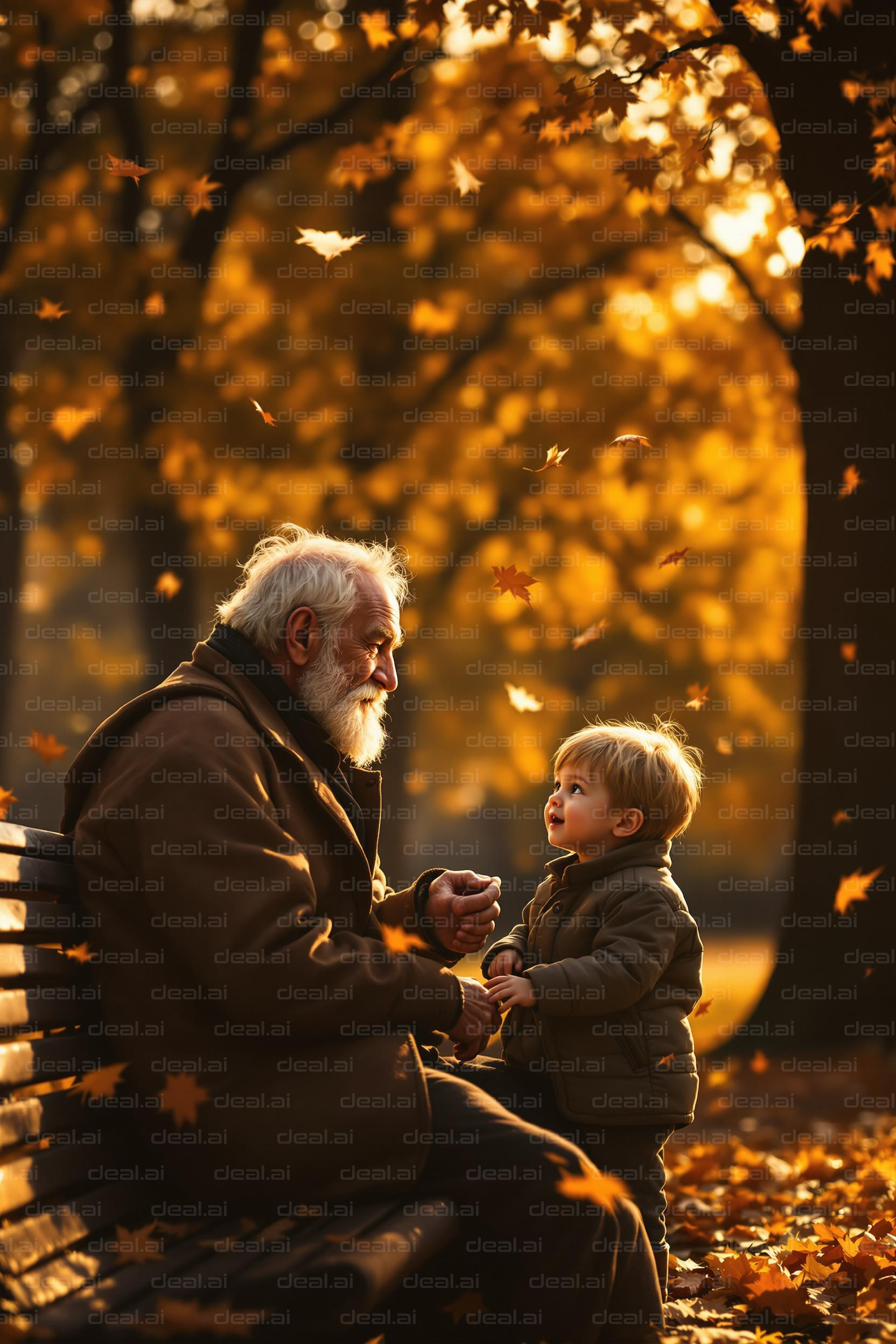 Autumn Moments: Grandpa and Child