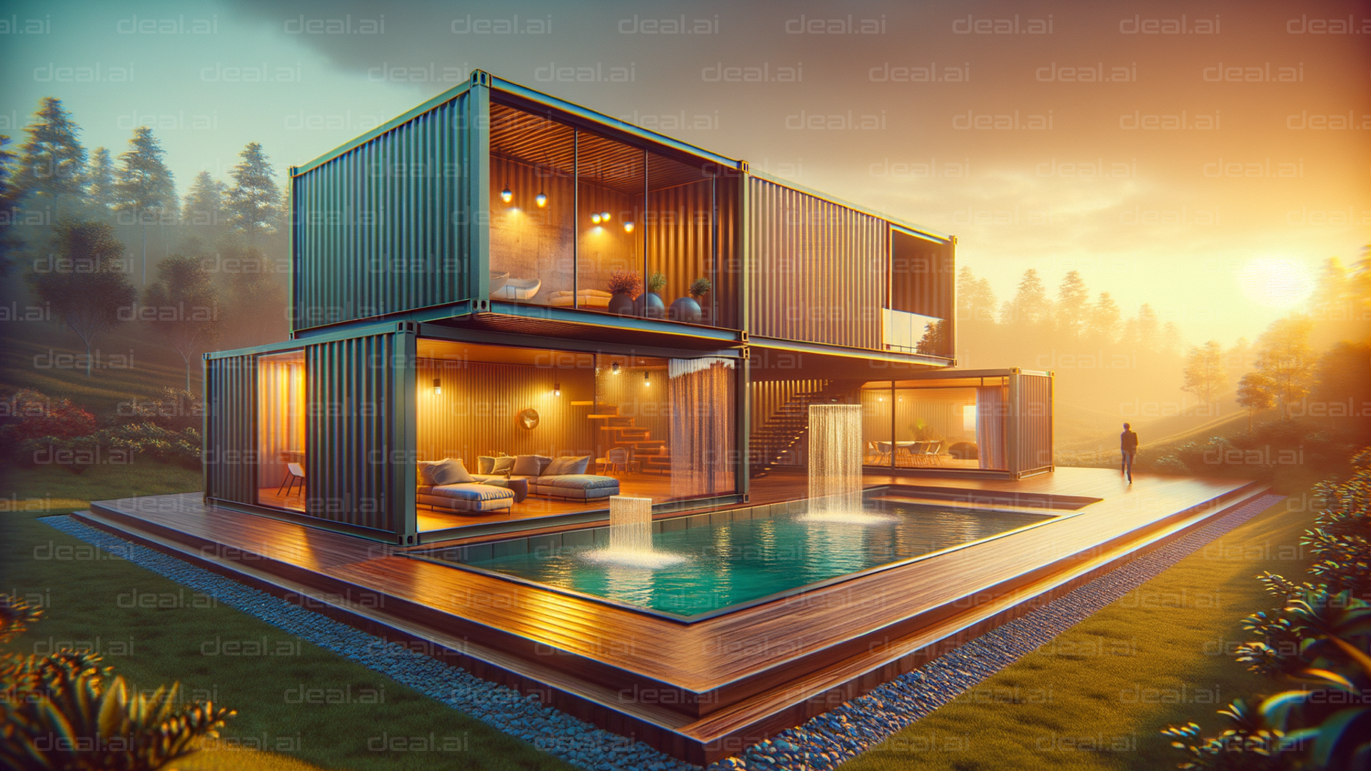 Modern Container Home at Sunset