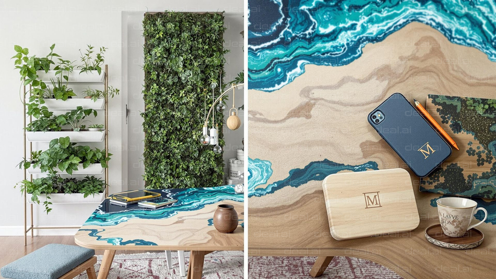 Stylish Green and Blue Decor Corner