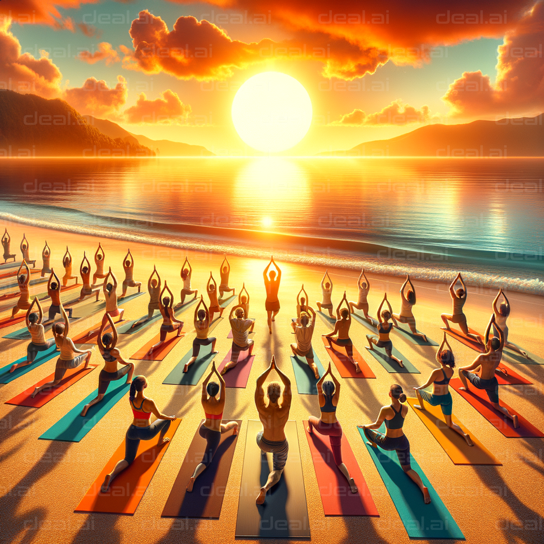 "Sunrise Beach Yoga Session"