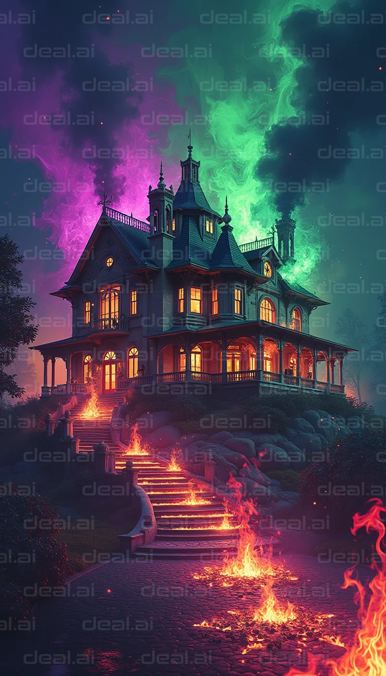"Haunted Mansion Ablaze with Mystery"