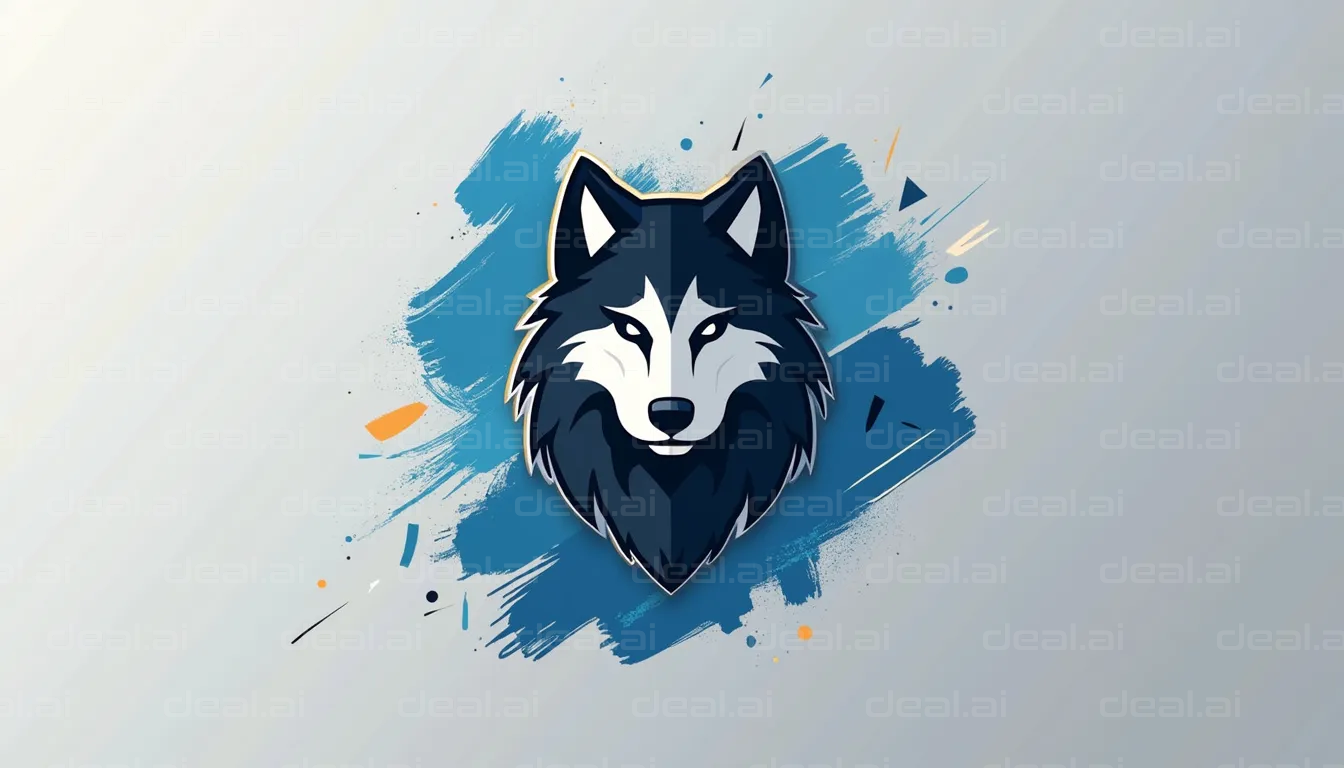 "Wolf Head Digital Art with Blue Accents"