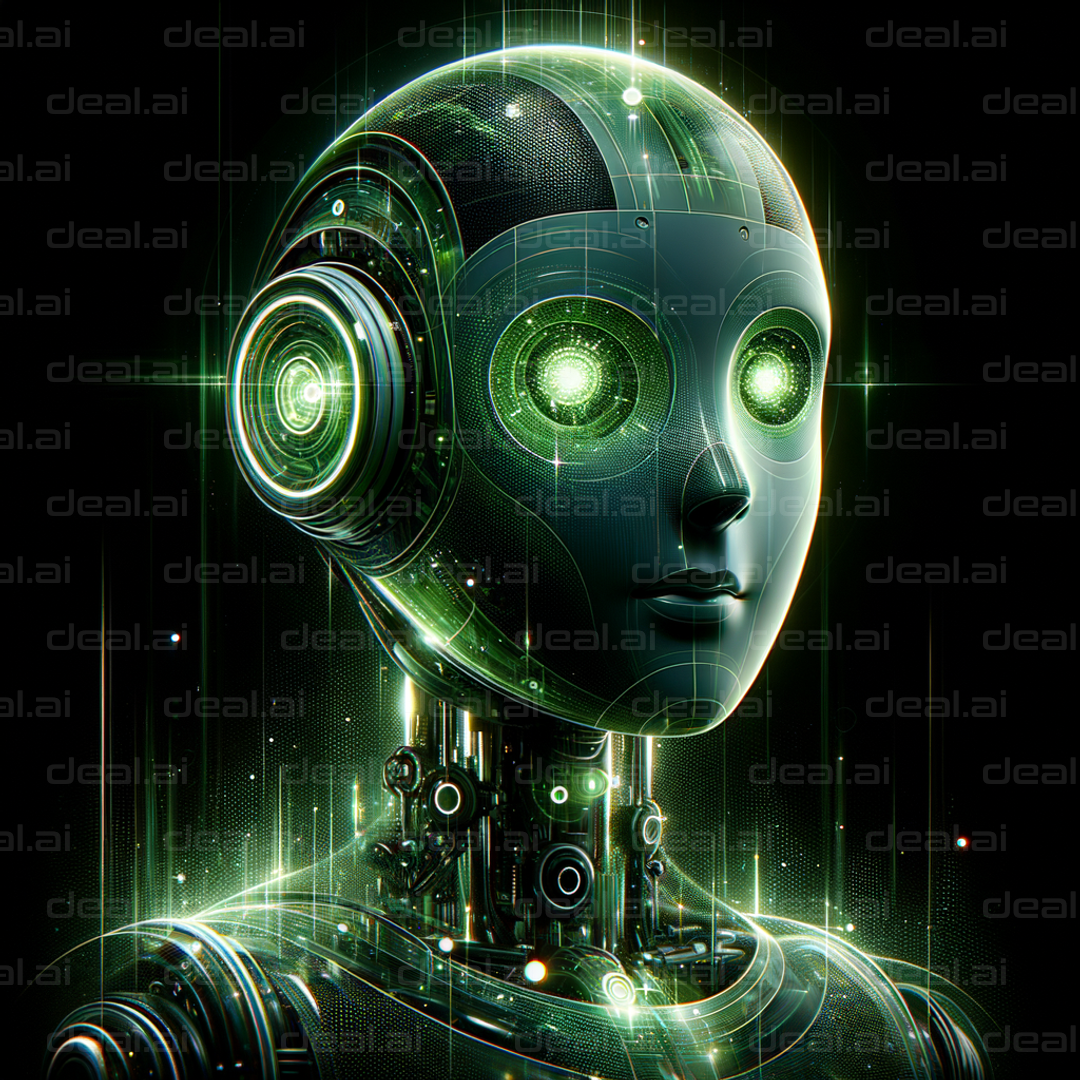 "Futuristic Green-Eyed Robot"