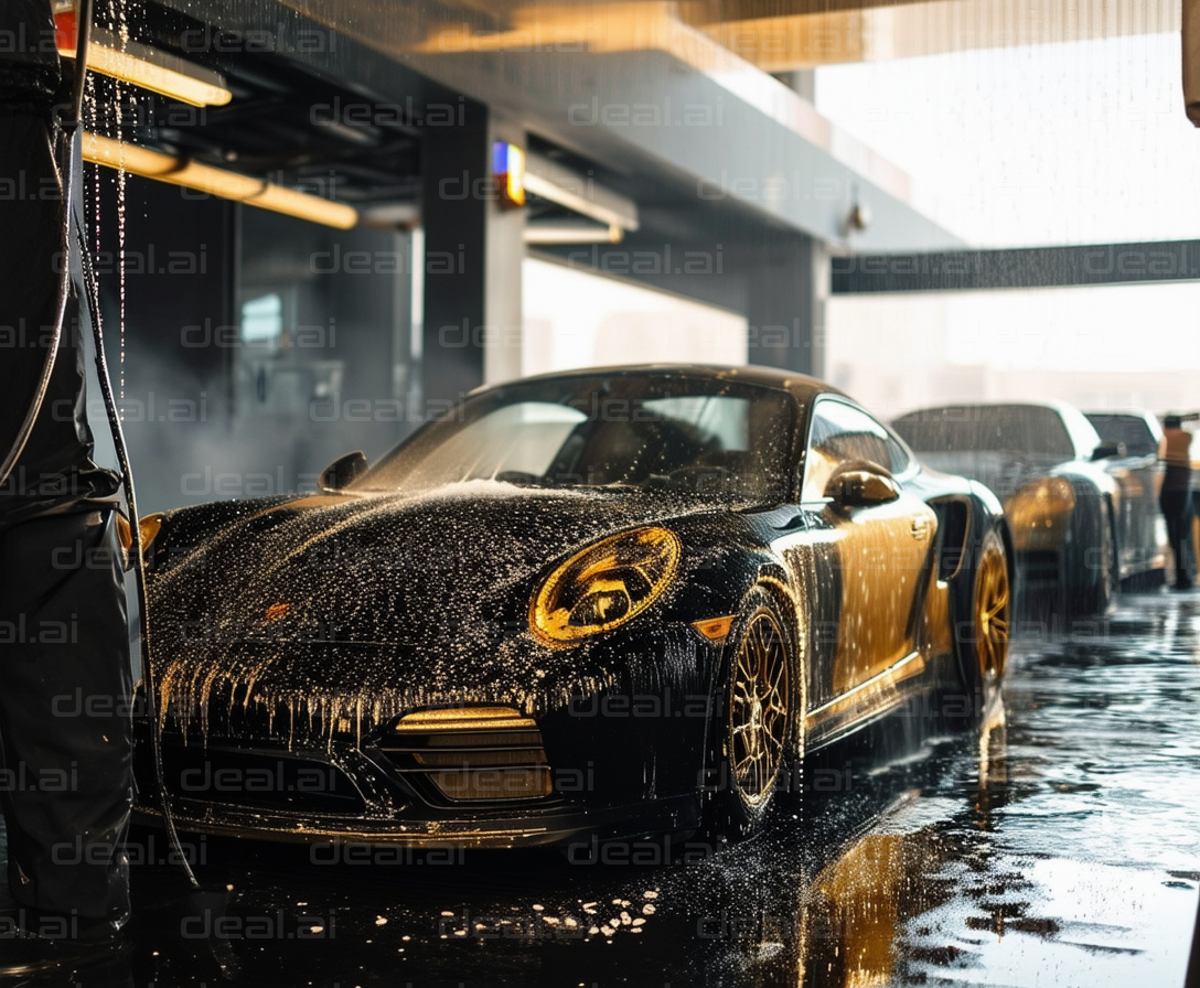 Luxury Sports Car Getting Washed