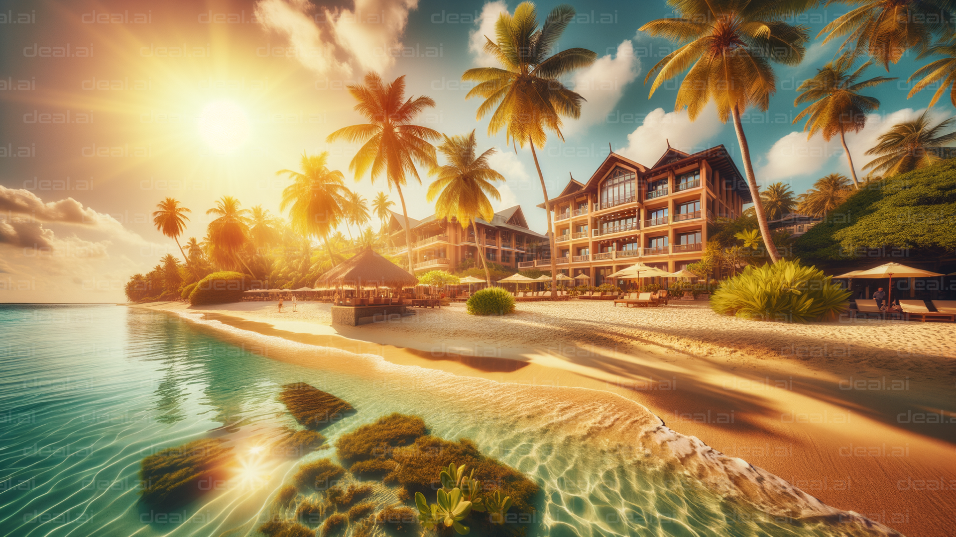 "Sunset Serenity at Tropical Beach Resort"