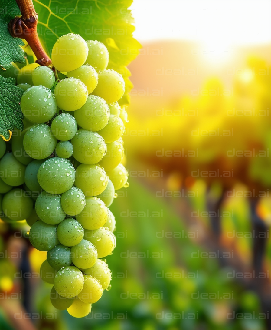 "Fresh Green Grapes in the Vineyard"