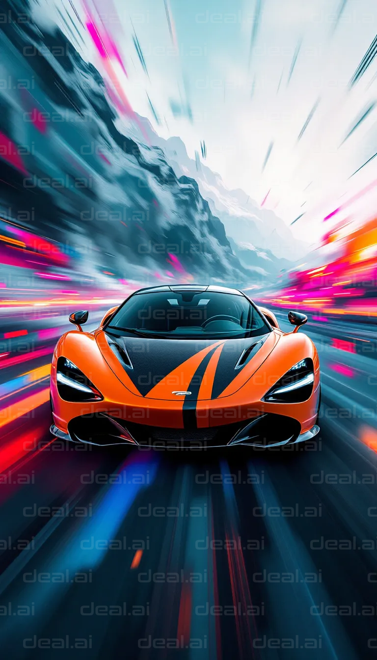 Orange Supercar in Motion Blur