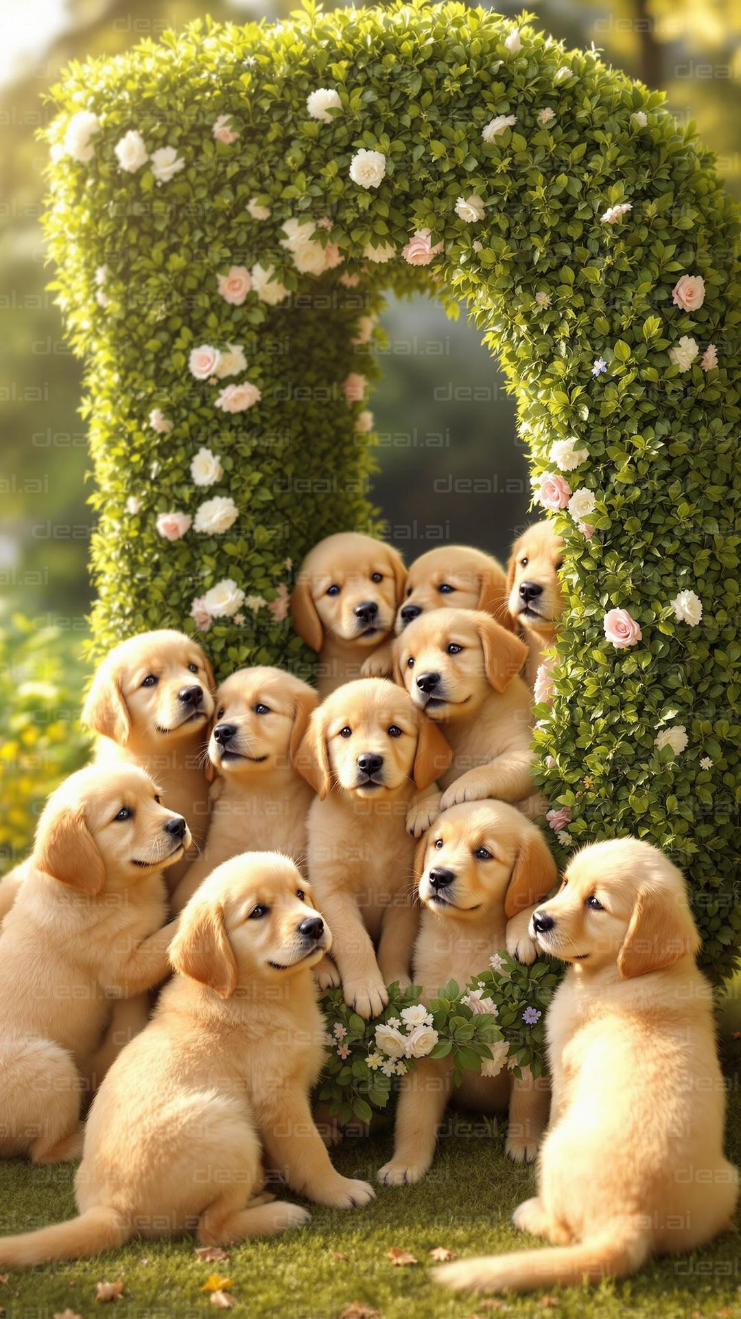 Puppies in a Floral Wonderland