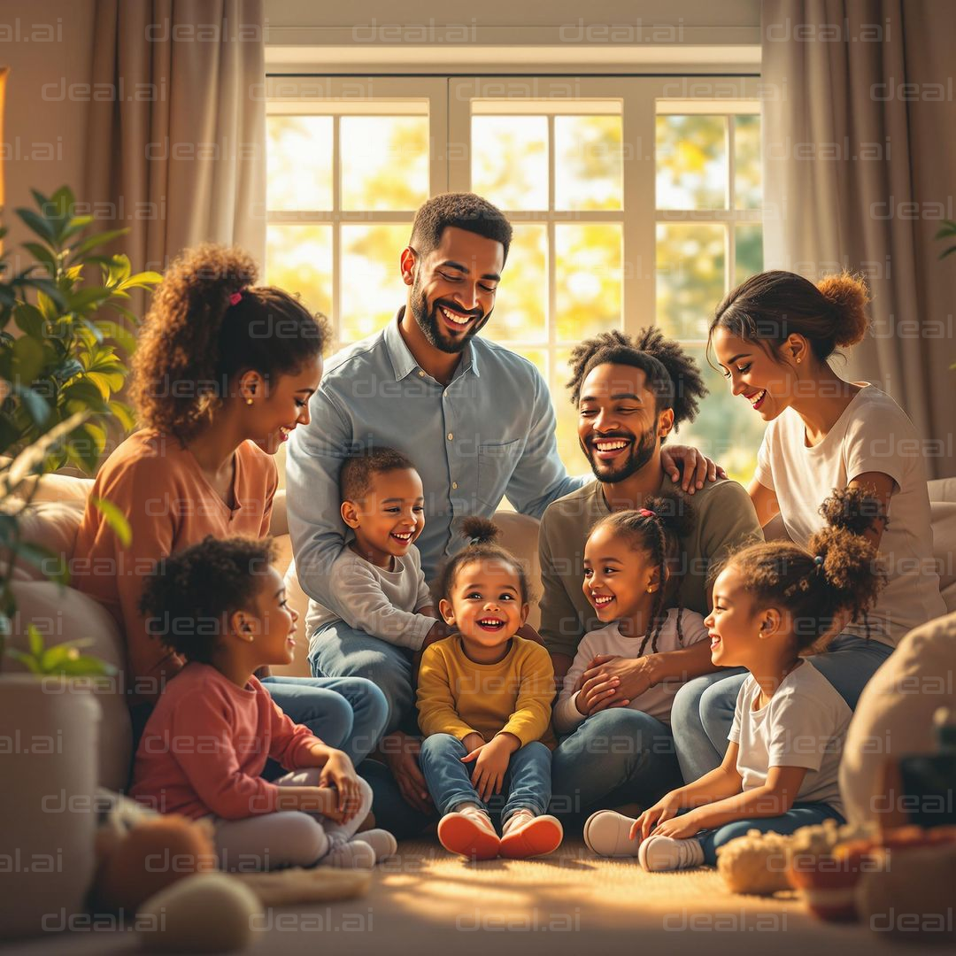 "Joyful Family Gathering at Home"