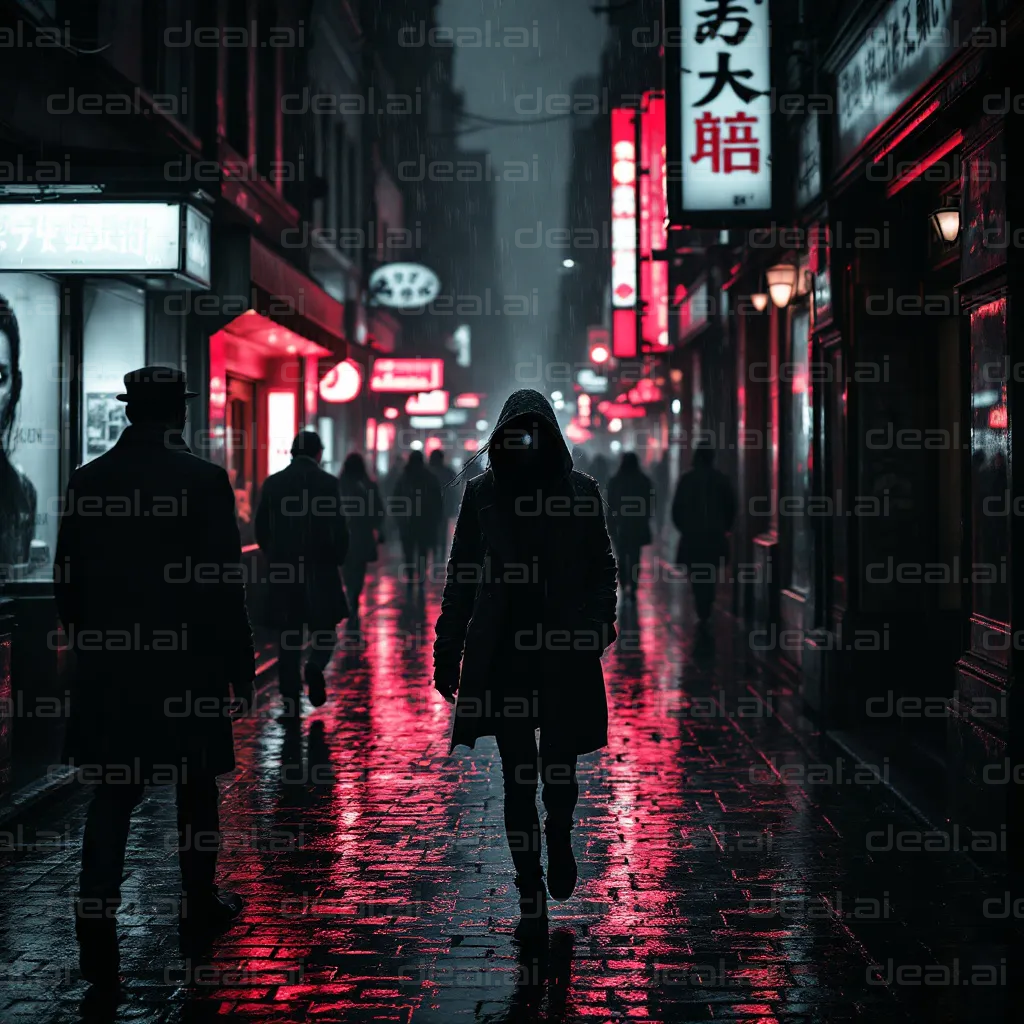 Neon Night Stroll in Rainy Cityscape