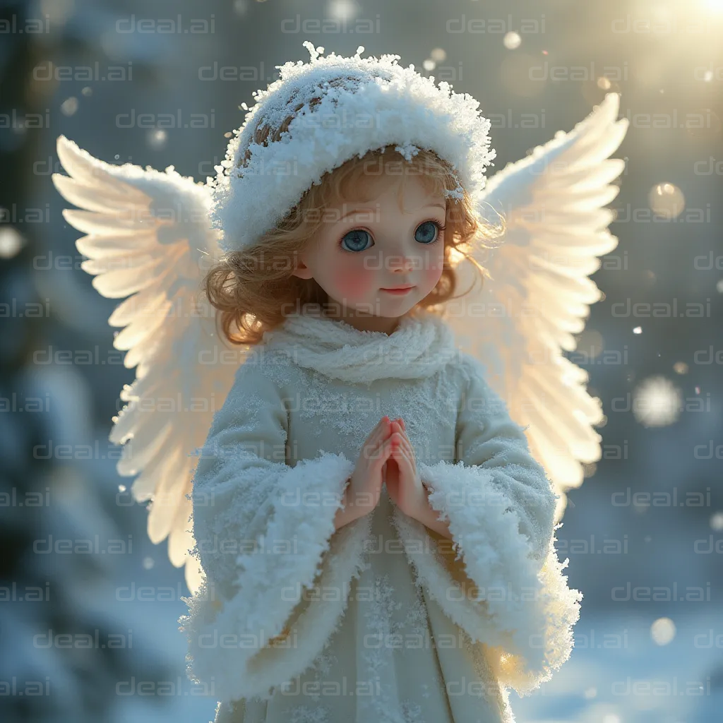 Winter Angel in Snowflakes