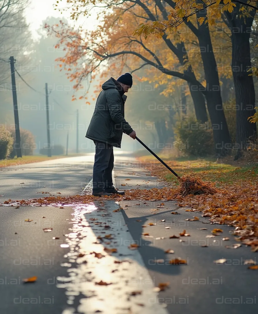 Autumn Leaves on the Roadway