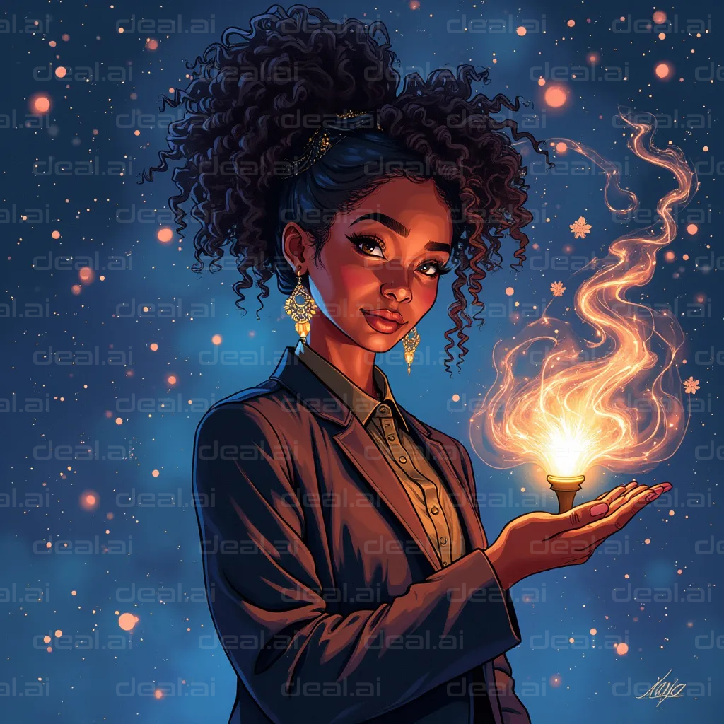 "Enchantress with a Magical Flame"