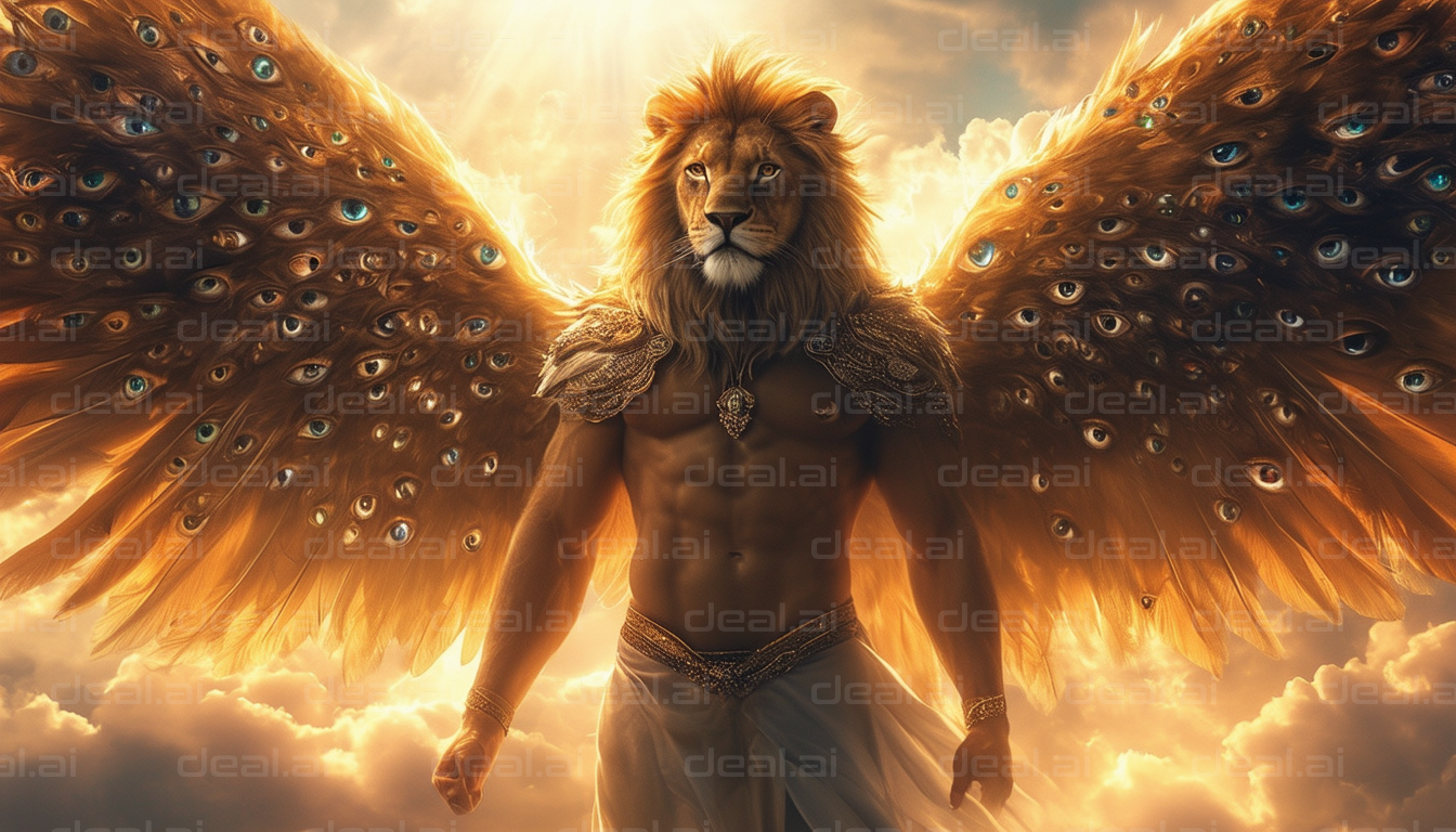 Majestic Lion God with Golden Wings