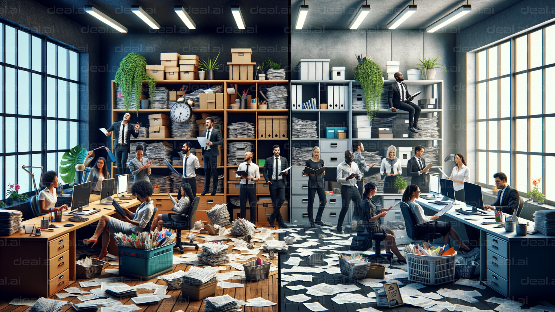 Bustling Office with Busy Employees