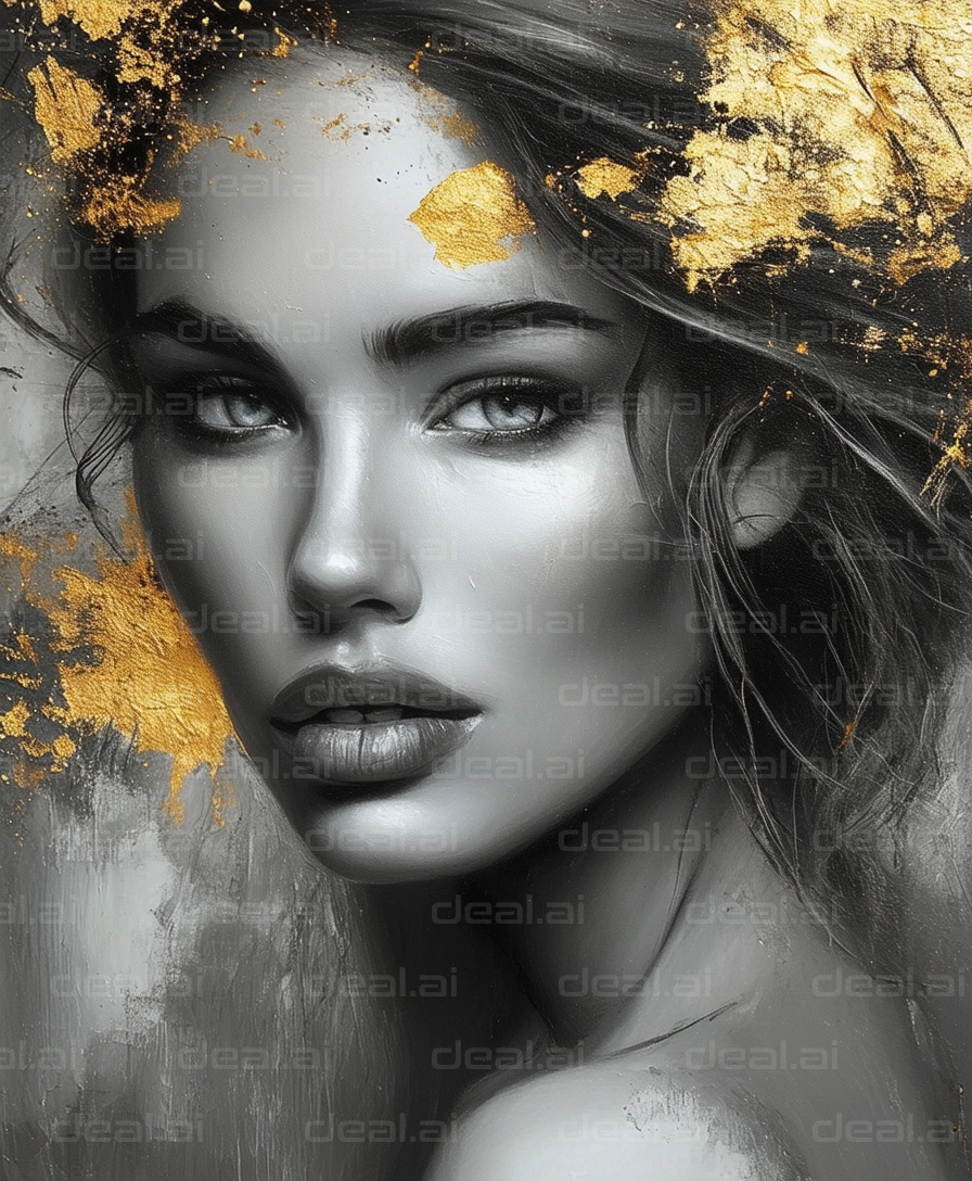 "Gilded Beauty in Monochrome"