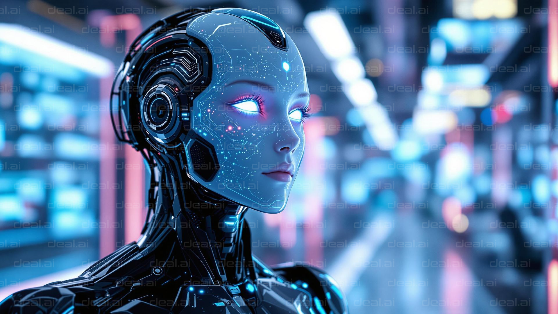 Futuristic AI Robot Gaze
