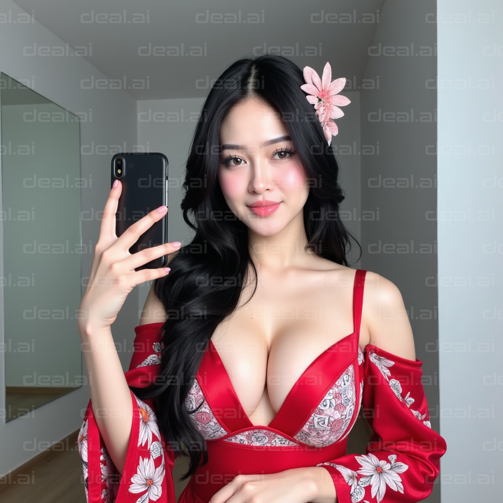 Elegant Selfie in Red Dress