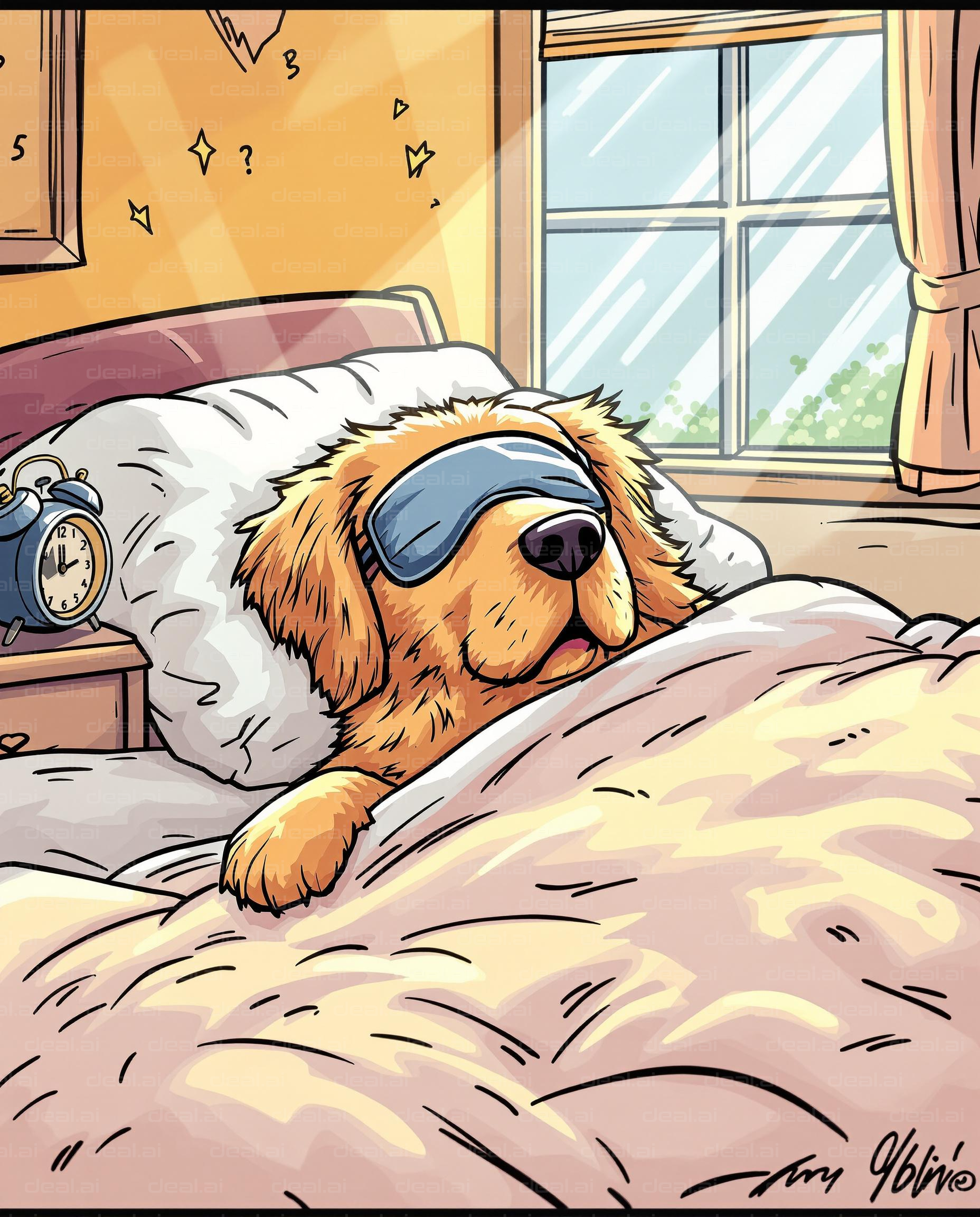 "Lazy Morning Snooze for Furry Friend"