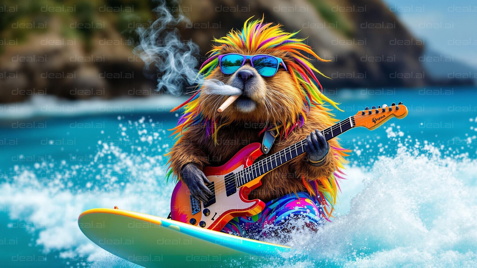 Rockin' Surfing Capybara Fun