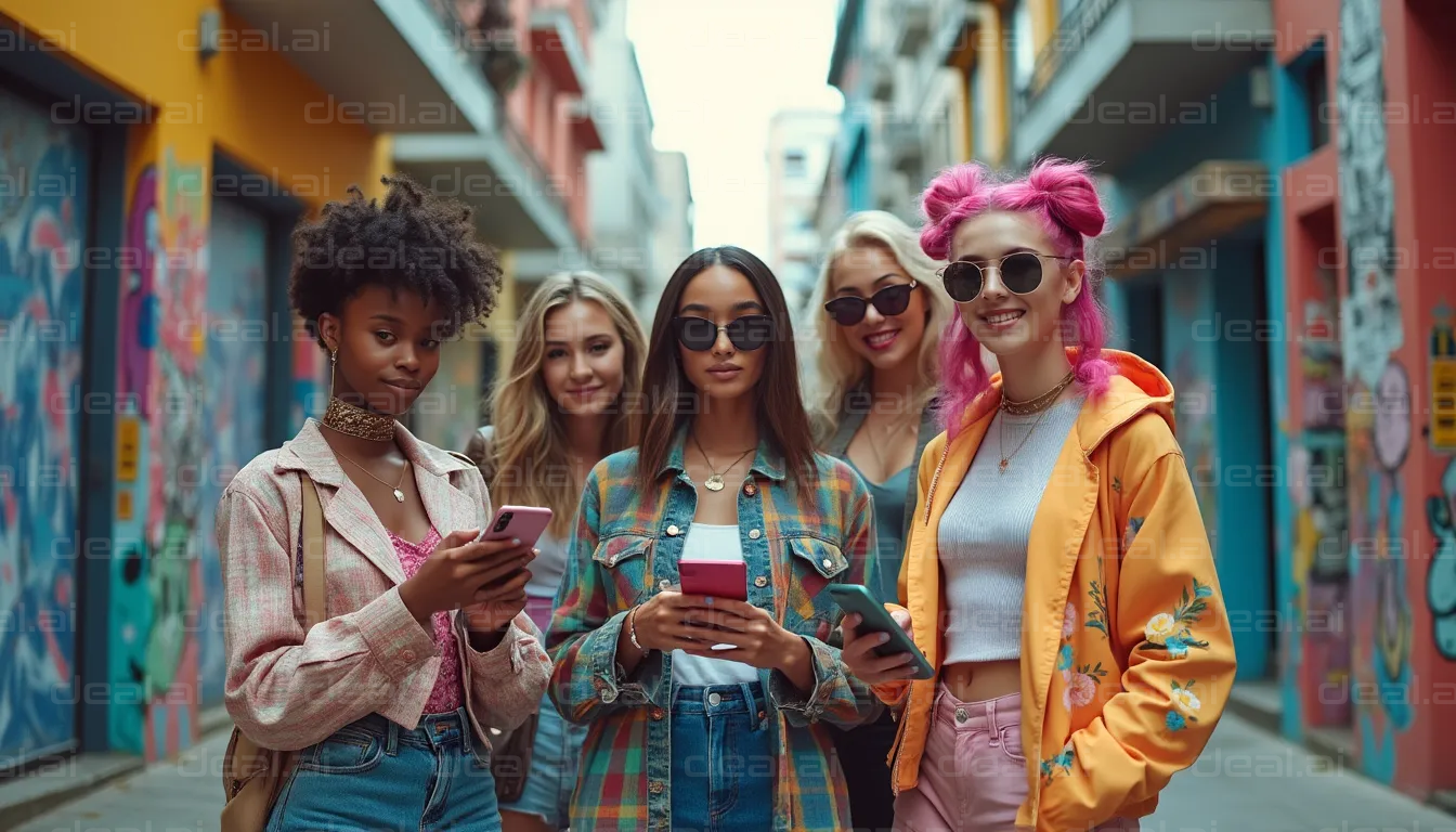 Trendy Friends in Colorful Alley