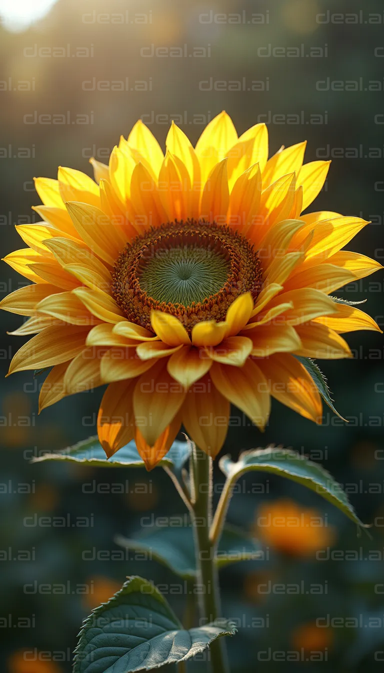 "Sunflower in Golden Hour Bloom"