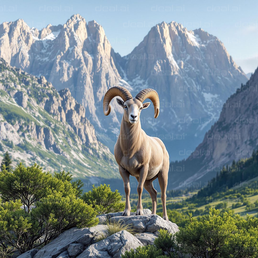 Majestic Ram in Mountain Landscape