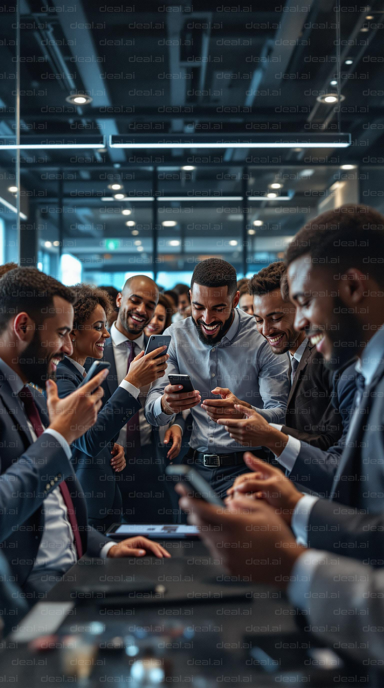 Office Celebration with Phones