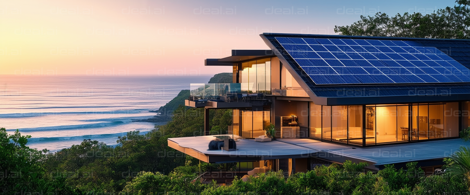 Eco-Friendly Ocean View Home at Sunset