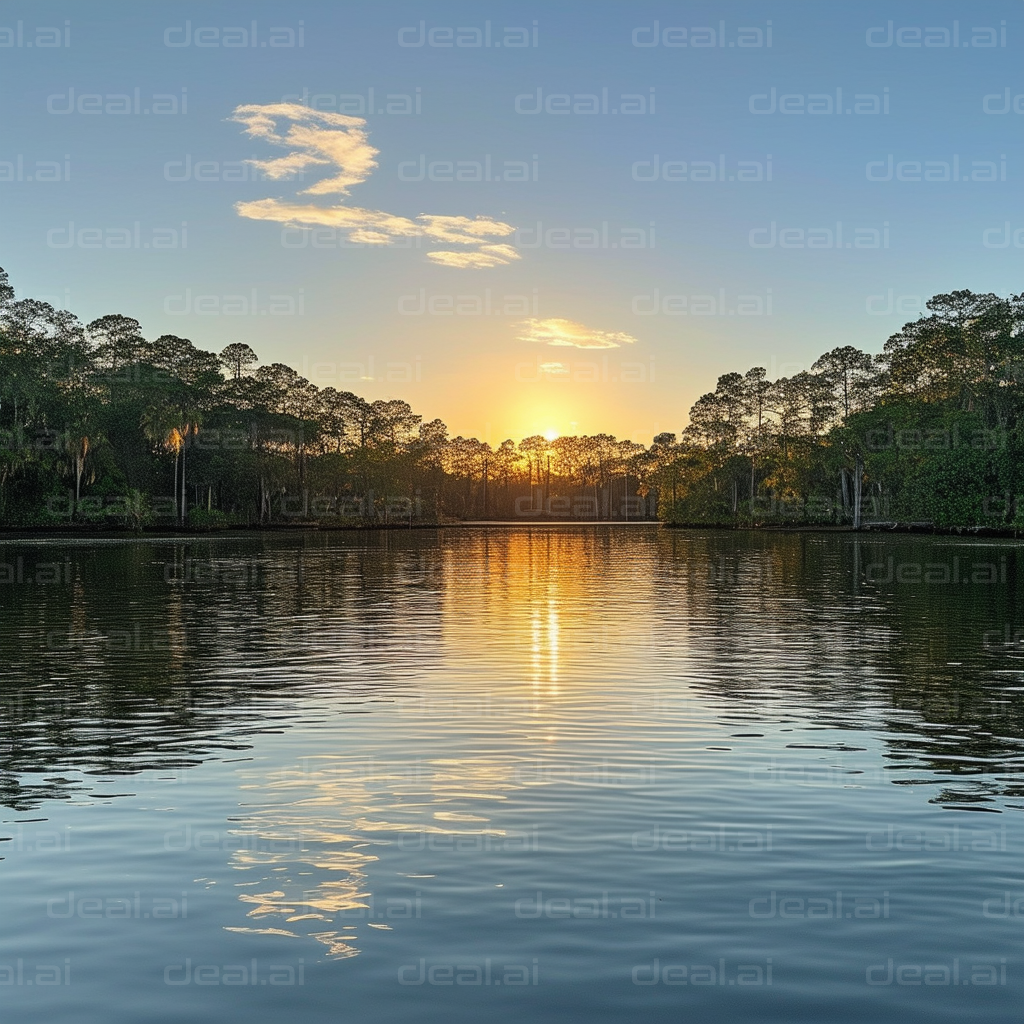 Sunset Over Serene Lake
