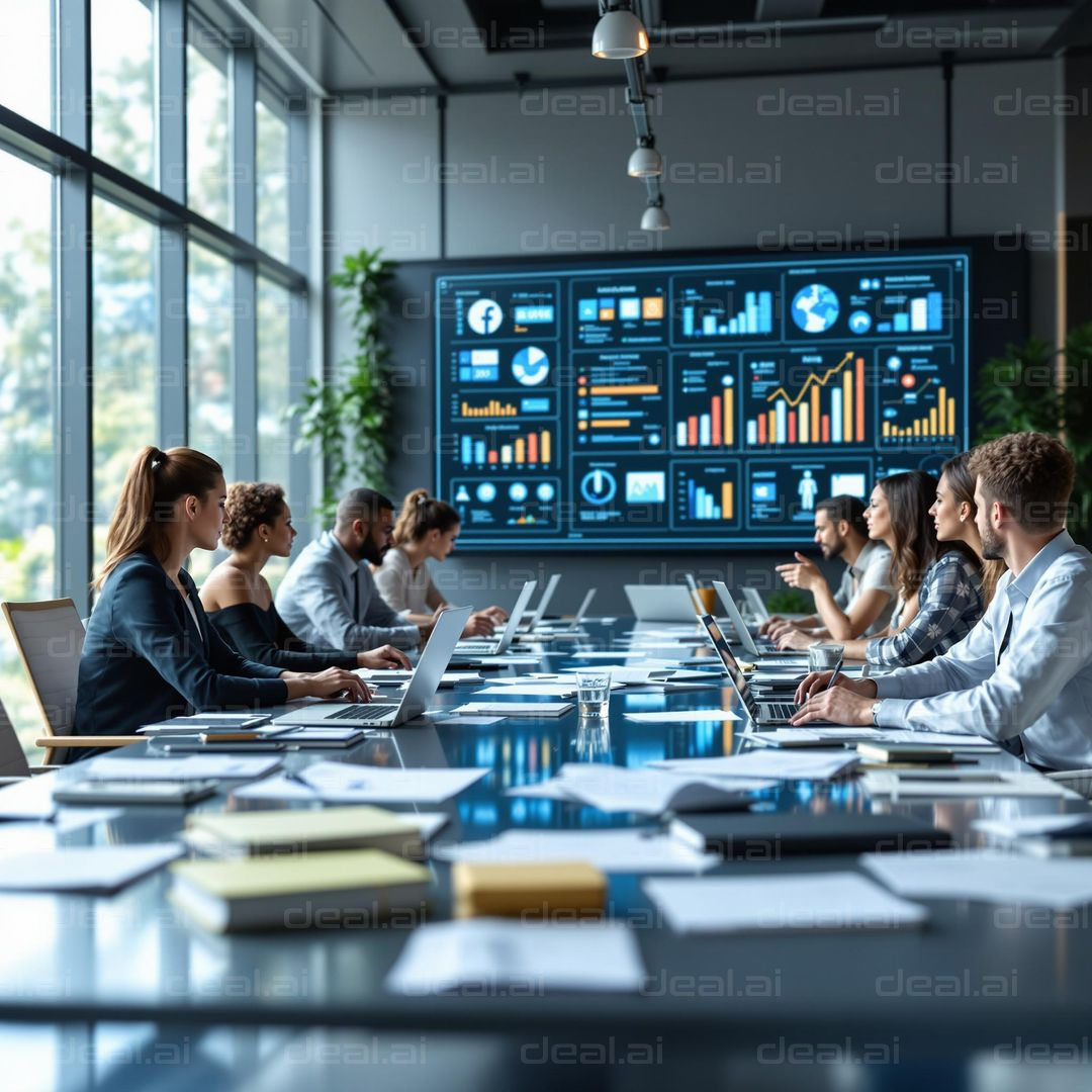 Team Analyzing Data in Meeting Room