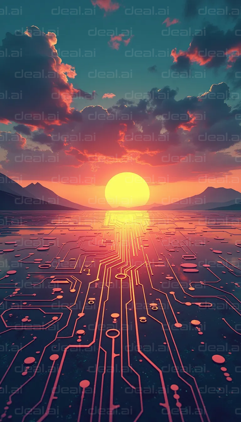 "Sunset Over Digital Horizon"