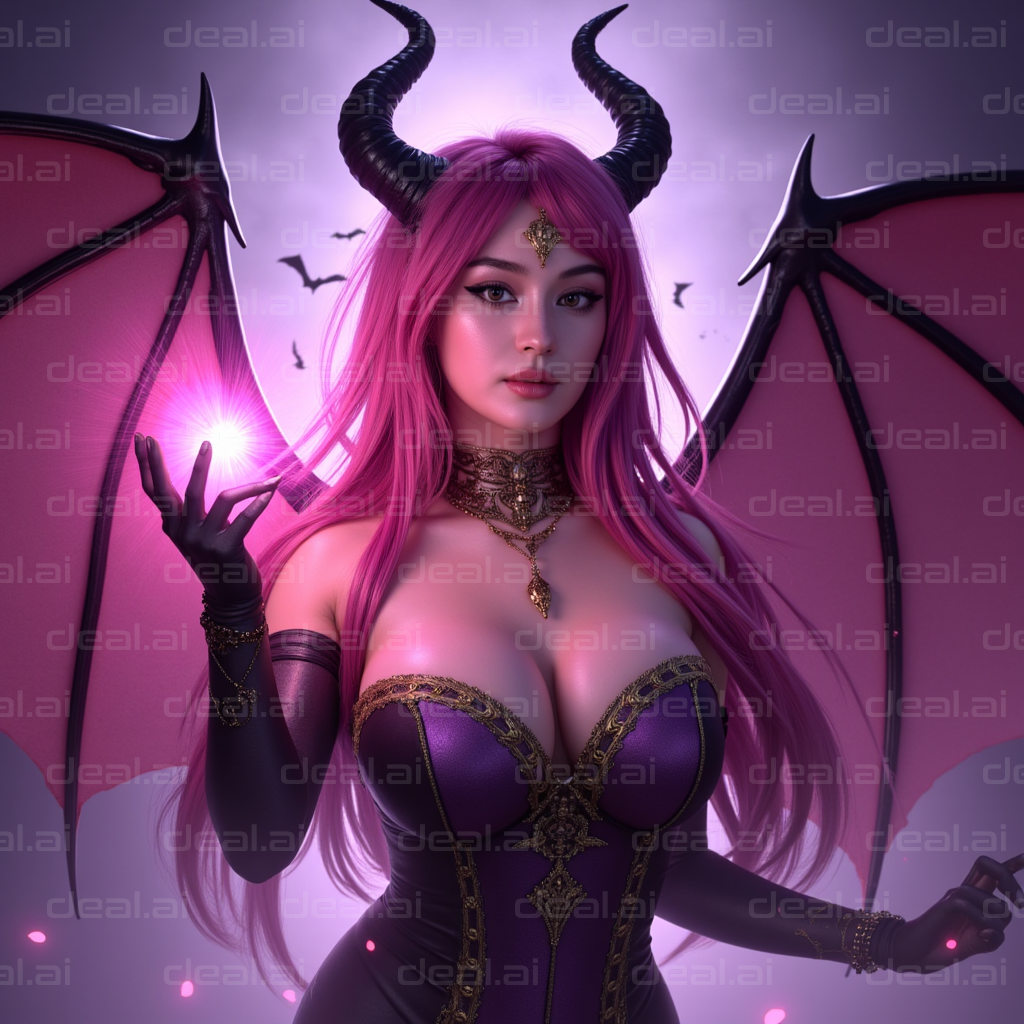 "Enchanting Demoness with Magic Glow"