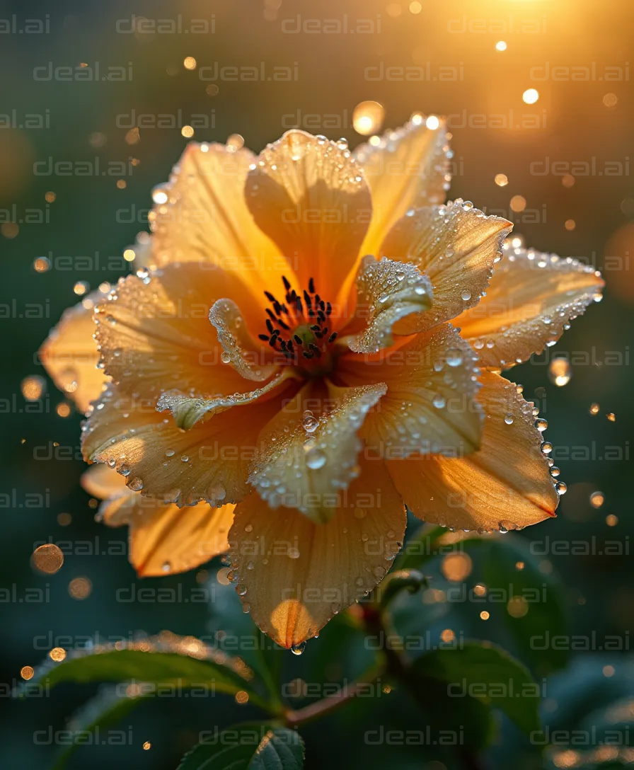 "Dew-Kissed Flower at Sunrise"