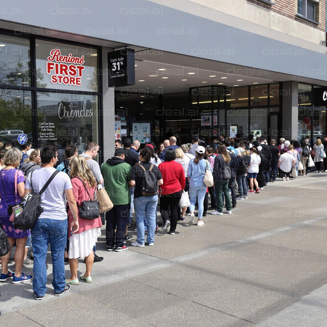Crowd Lines Up at Popular Store Opening
