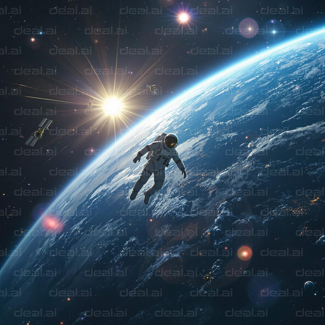 Astronaut Floating Above Earth
