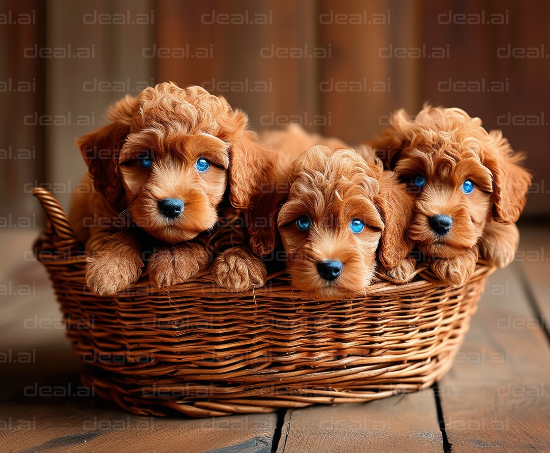 Adorable Puppies in a Basket