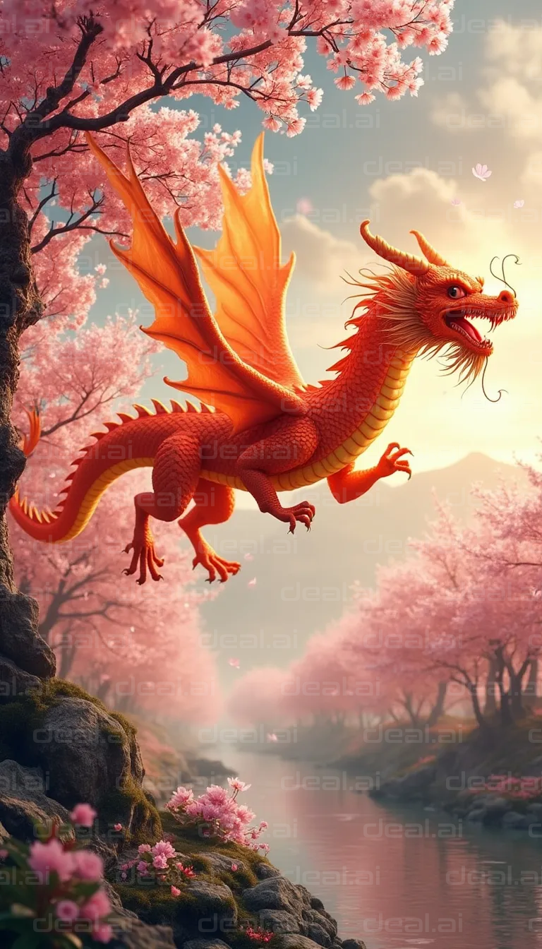 "Dragon Amidst Cherry Blossoms"