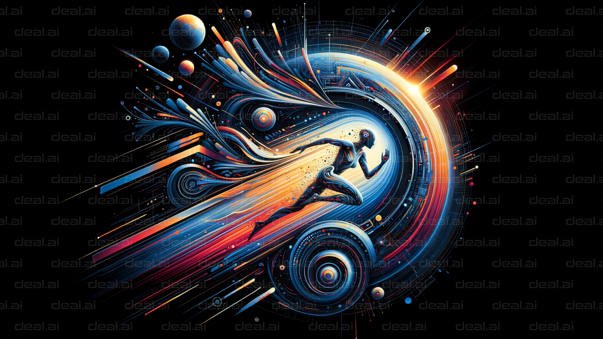 Cosmic Speedrunner in Space Art